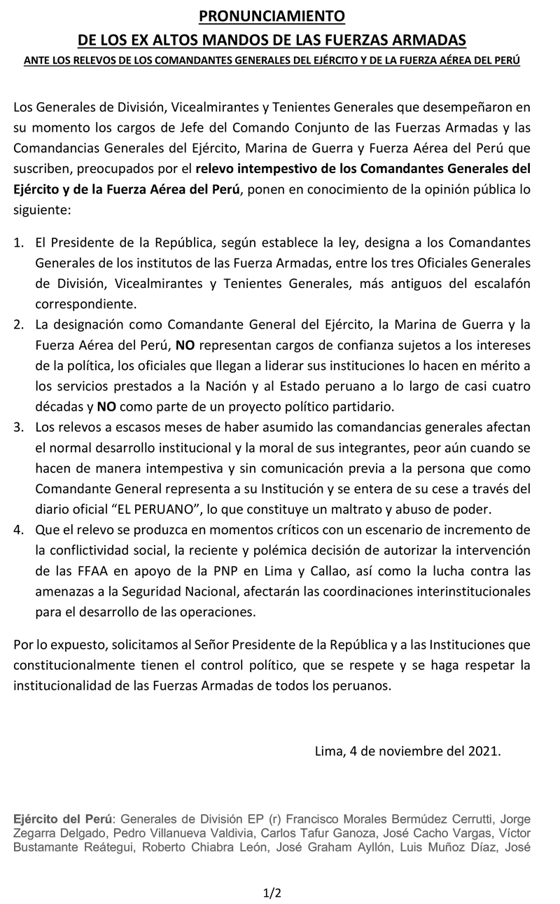 Comunicado de exmilitares
