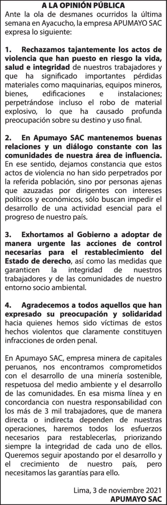 A la opinión pública