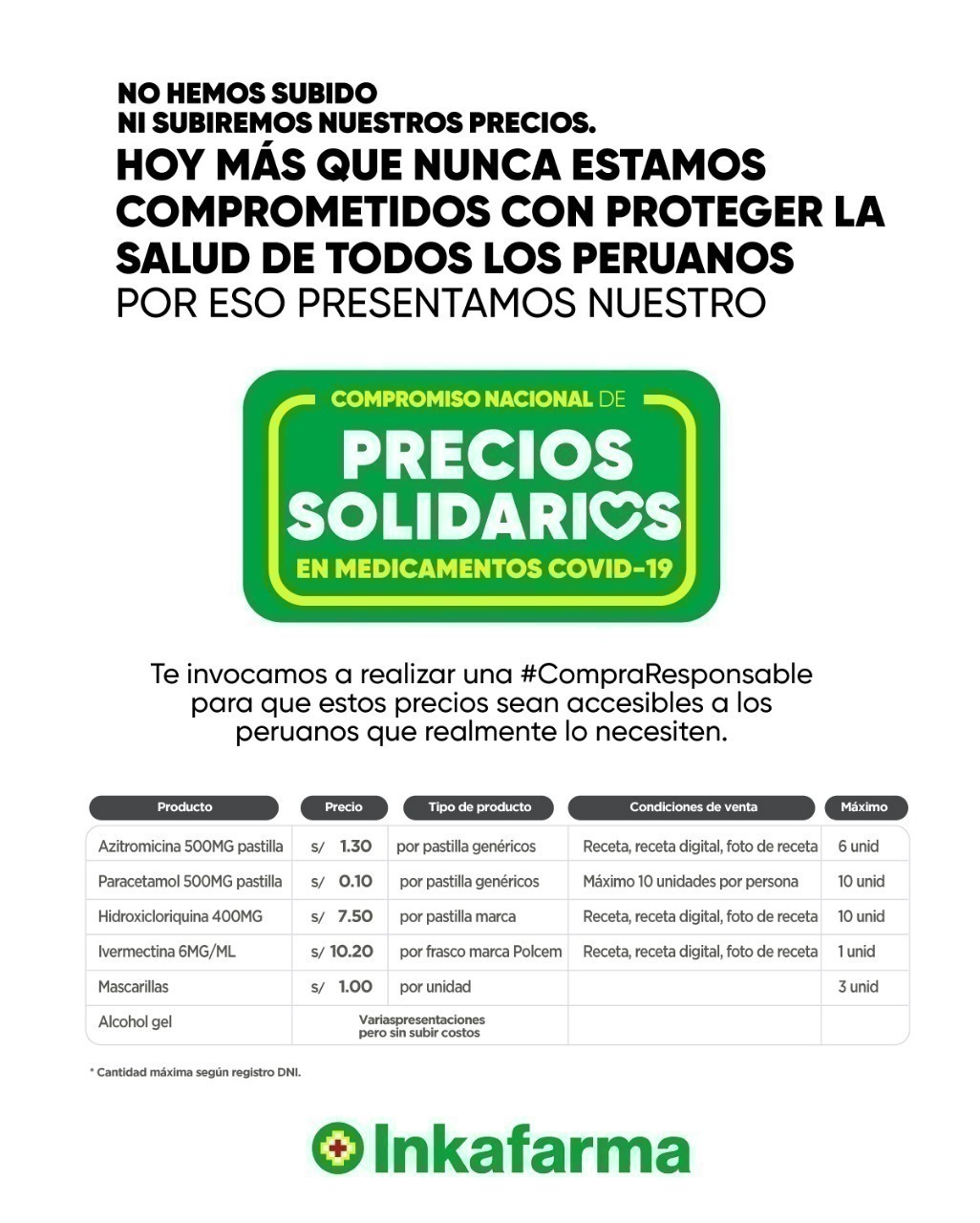Inkafarma mantiene precios