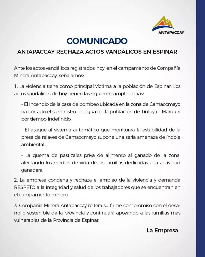 Comunicado Antapacay