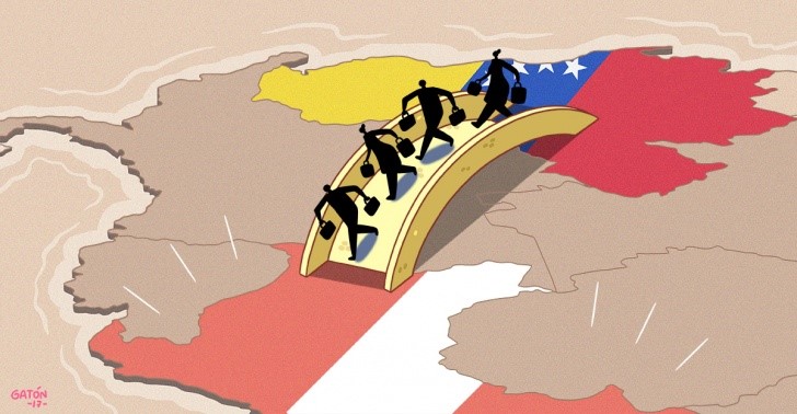 Venezolanos y peruanos en la misma coladera