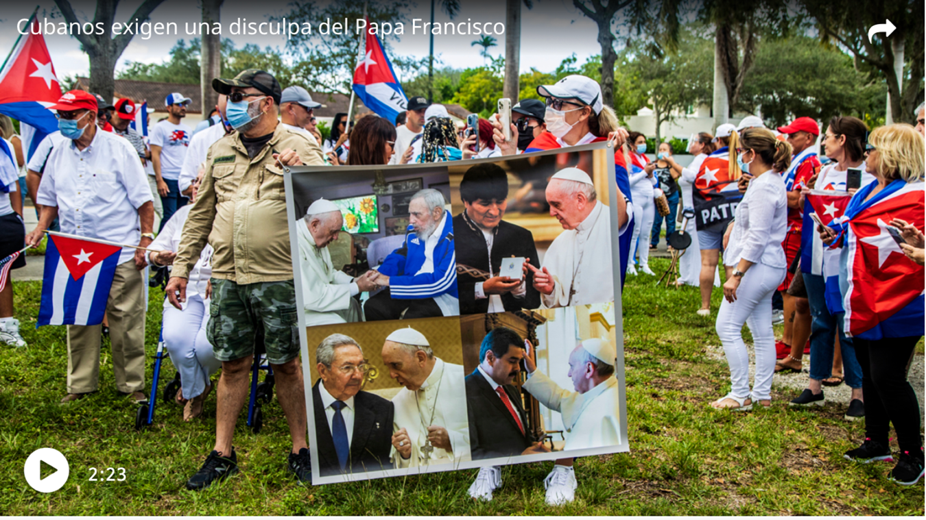 Cubanos protestaron frente a la Arquidiócesis de Miami