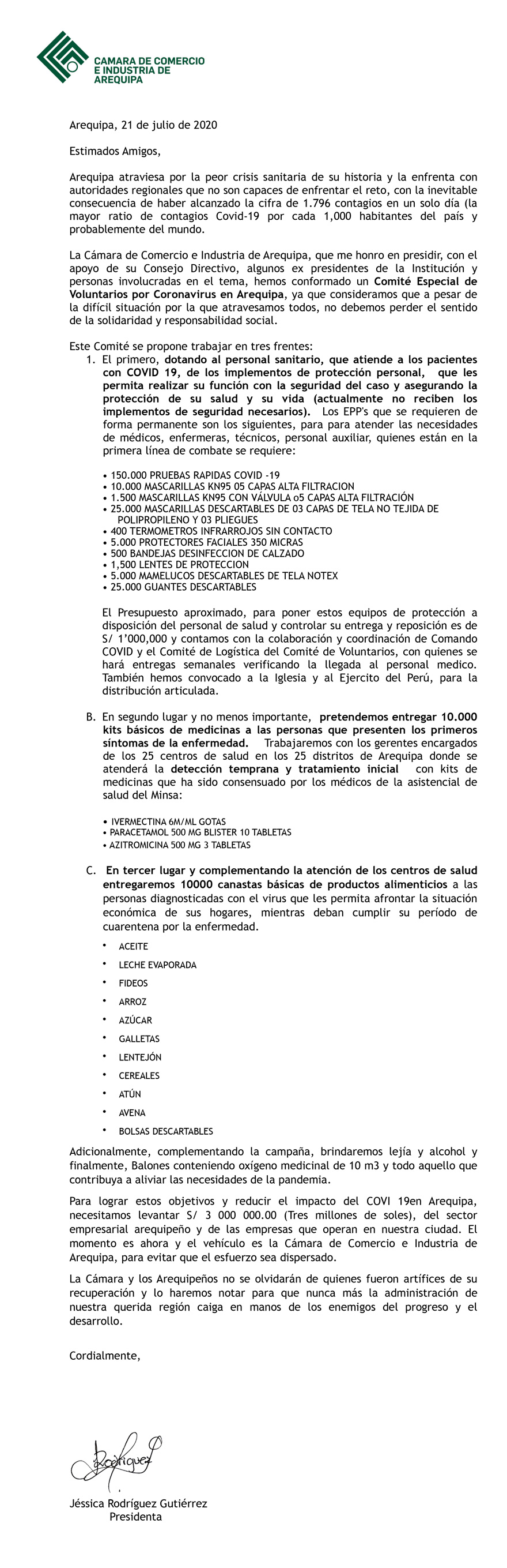 Carta de la CCA